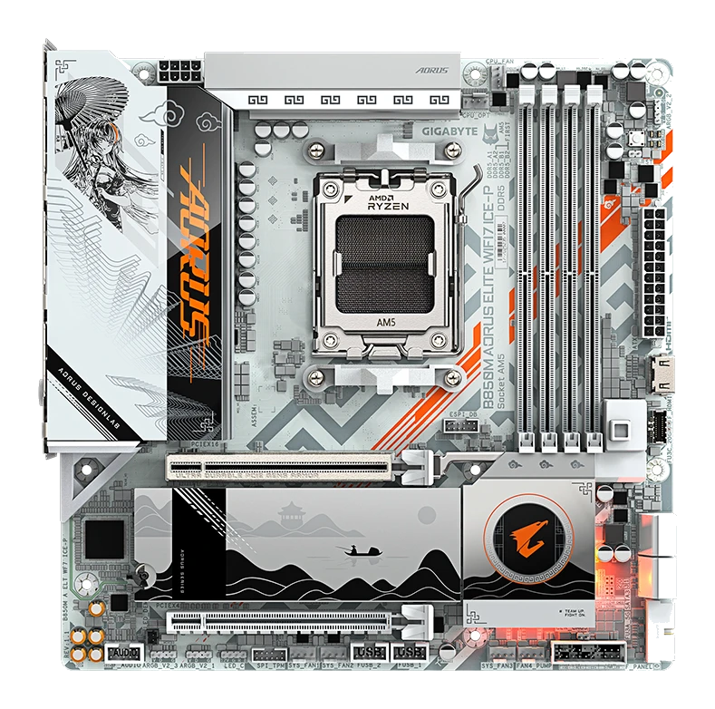 Motherboard Gigabyte B850m Aorus Elite Wifi7 Ice-p, Chipset Amd B850, Socket Amd Am5, Matx