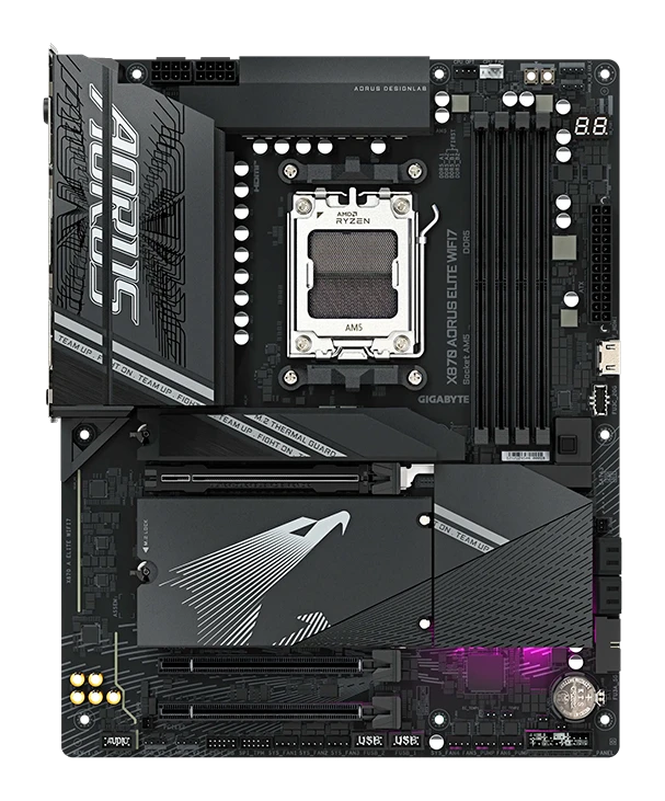 Motherboard Gigabyte X870 Aorus Elite Wifi7, Chipset Amd X870, Socket Amd Am5, Atx