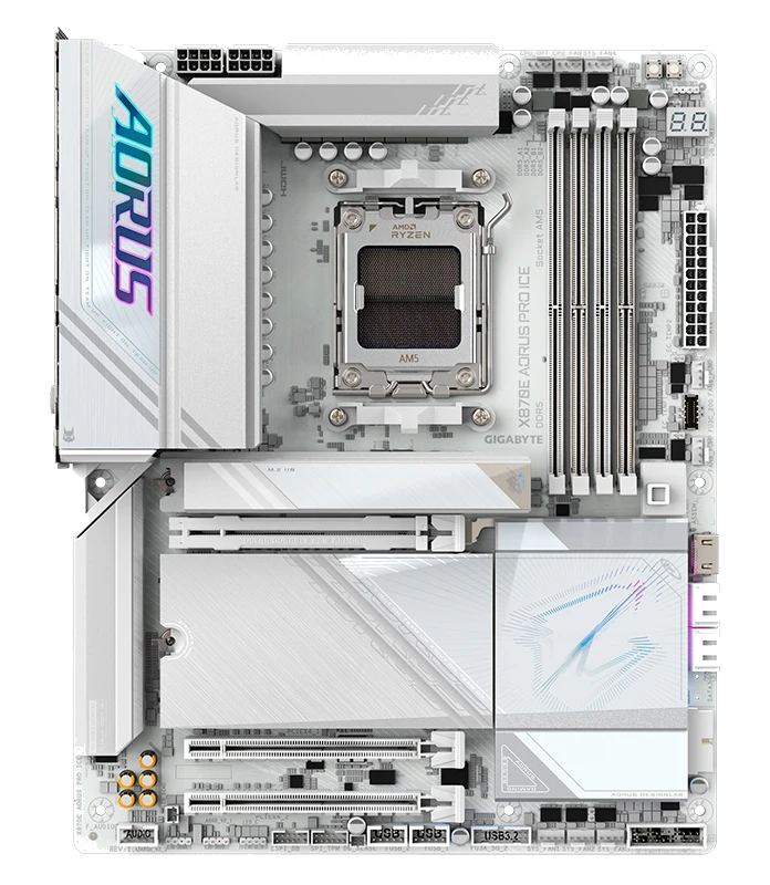 Motherboard Gigabyte X870e Aorus Pro Ice, Chipset Amd X870e, Socket Amd Am5, Atx