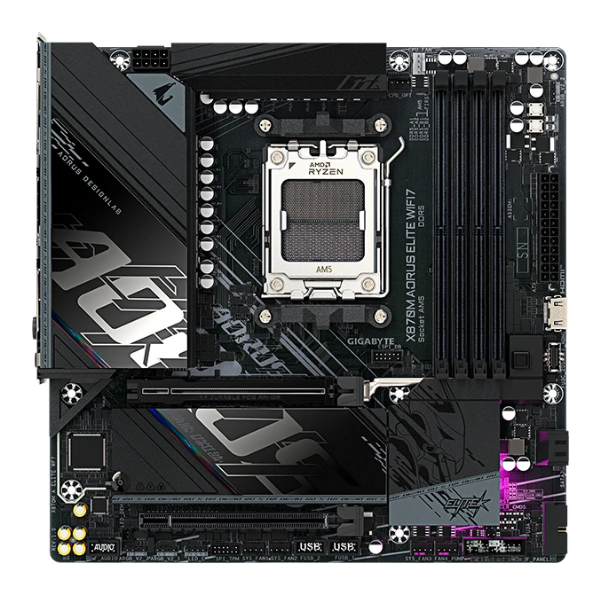 Motherboard Gigabyte X870m Aorus Elite Wifi7, Chipset Amd X870, Socket Amd Am5, Matx
