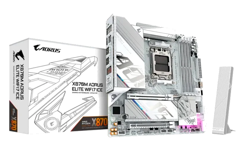 Motherboard Gigabyte X870m Aorus Elite Wifi7 Ice, Chipset Amd X870, Socket Amd Am5, M-atx