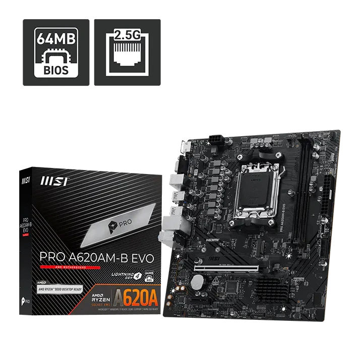 Motherboard Msi Pro A620am-b Evo, Chipset Amd A620a, Socket Am5, Hdmi, Vga, Matx
