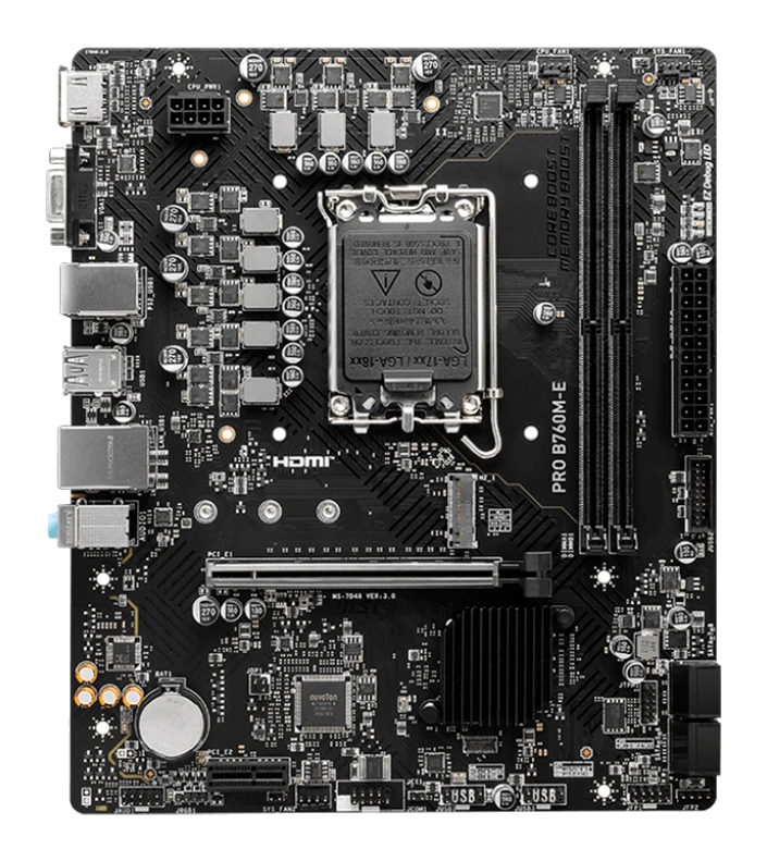 Motherboard Msi Pro B760m-e, Chipset Intel B760, Lga1700, Hdmi, Vga, Matx