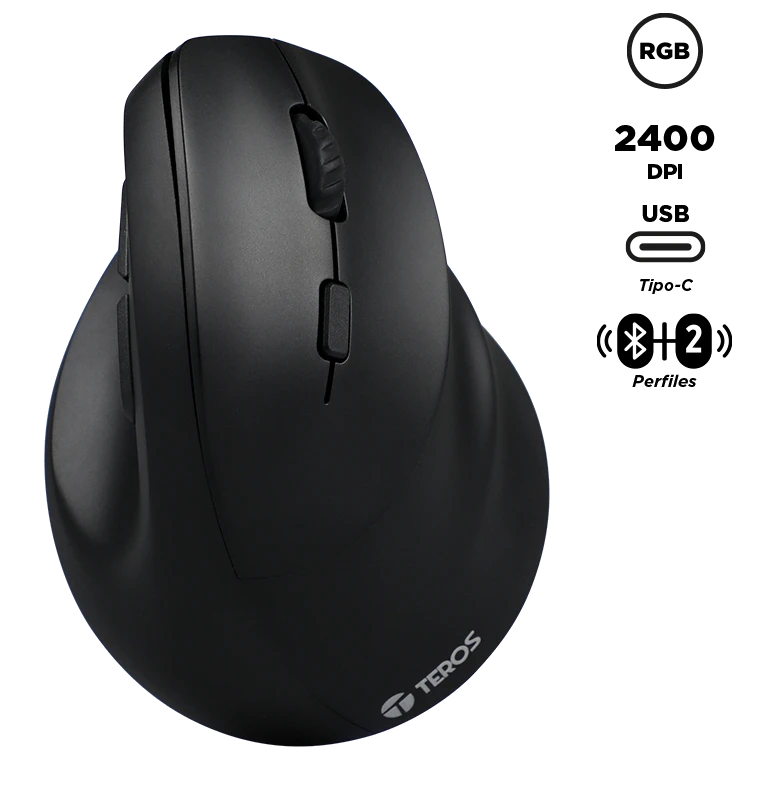 Mouse Inalámbrico Teros Te-5169n, 2.4g+bluetooth, 2400 Dpi, Usb, Color Negro