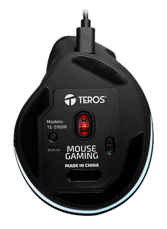 Mouse Inalámbrico Teros TE-5169N, 2.4G+Bluetooth, 2400 DPI, USB, Color Negro