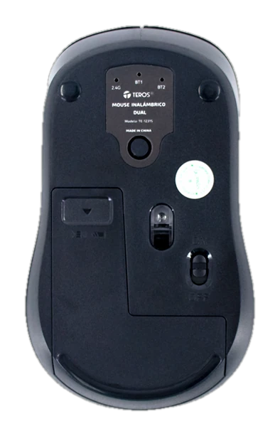 Mouse inalámbrico TEROS TE-1231S, 2.4GHz, BT 5.0, 4 botones, USB, negro