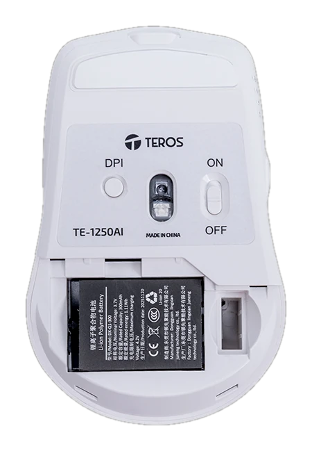 Mouse Inalámbrico Teros TE-1250AI , 2.4GHz, 8 botones, IA, DPI 3200, USB, BT