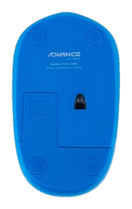 Mouse inalámbrico ADV-1238S, USB, 3 botones, azul