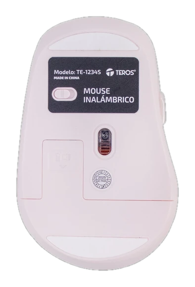 Mouse inalámbrico TEROS TE-1234S, 2.4GHz, 6 botones, USB, rosado