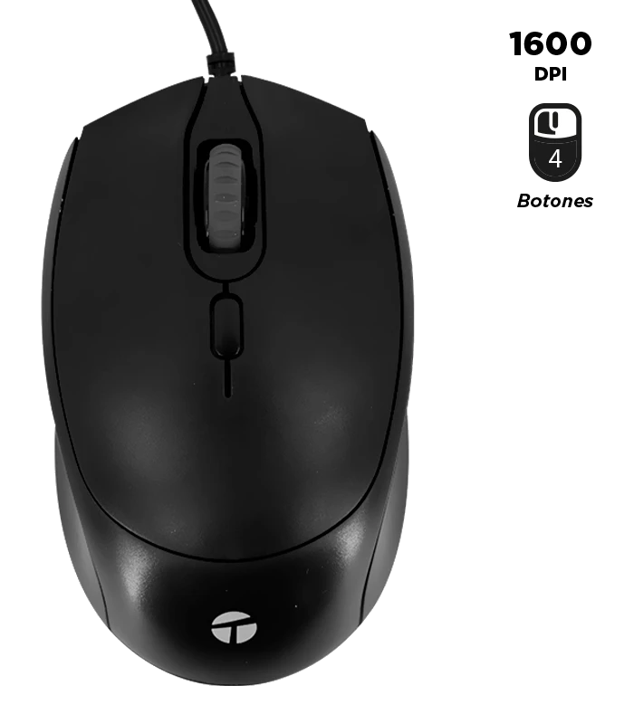 Mouse óptico Teros Te-1222s, 800-1200-1600 Dpi, Usb, 4 Botones