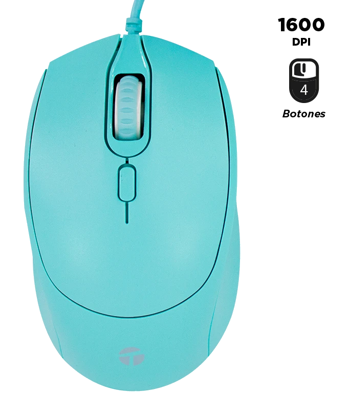 Mouse óptico Teros Te-1227s, 800-1200-1600 Dpi, Usb, 4 Botones, Color Verde