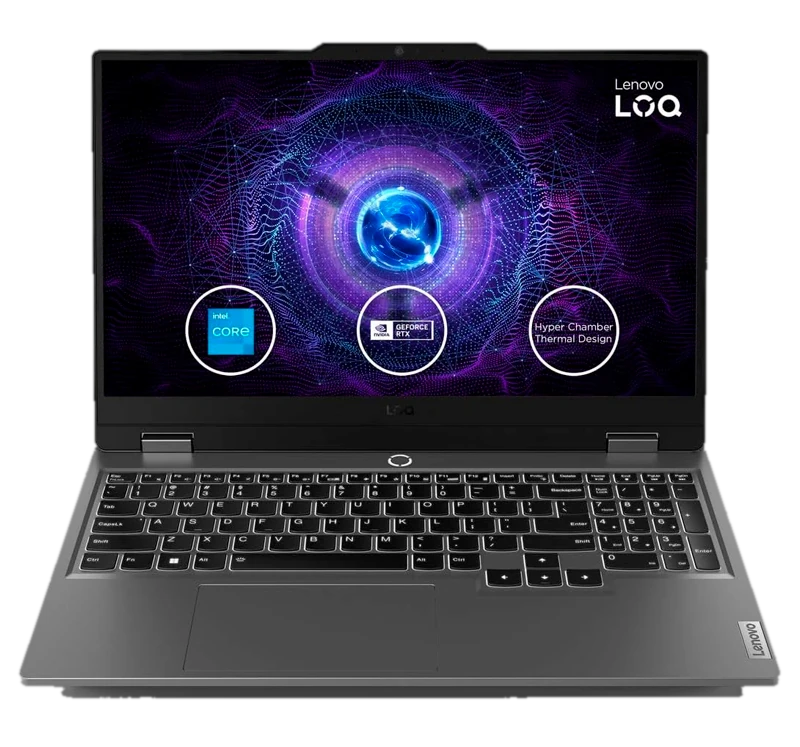 Notebook Lenovo LOQ 15IAX9, 15.6" FHD IPS, Core i5-12450HX hasta 4.4GHz, 8GB DDR5-4800MHz