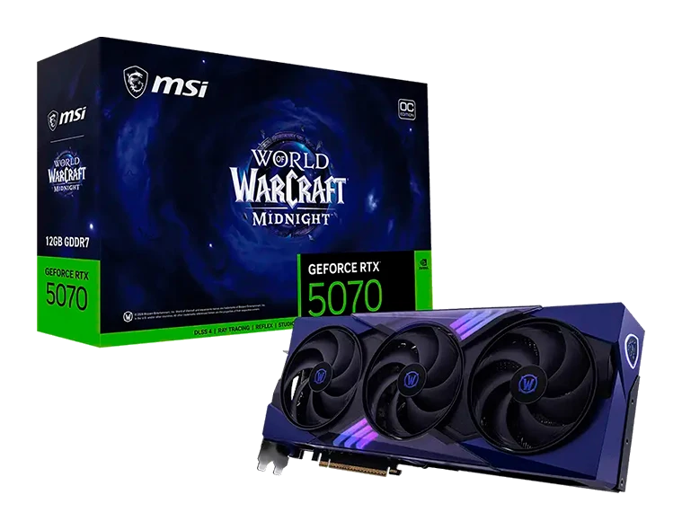 Tarjeta De Video Msi Geforce Rtx5070 12g Wow Midnight Void Edition Oc, 12 Gb Gddr7, Pcie 5