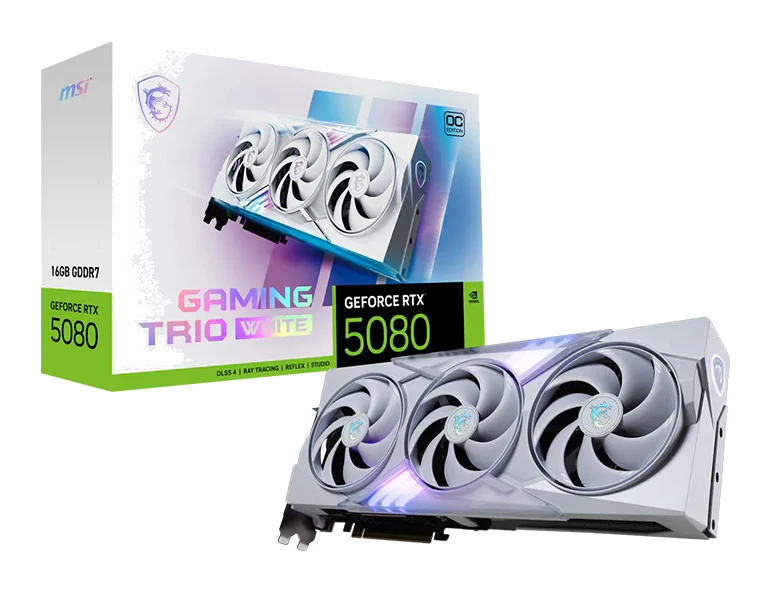 Tarjeta De Video Msi Geforce Rtx 5080 16g Gaming Trio Oc White, 16gb Gddr7, Pcie Gen 5.0