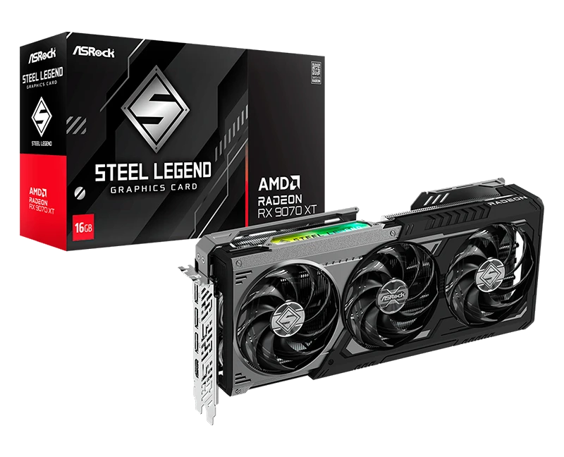 Tarjeta De Video Amd Radeon Rx 9070 Xt Steel Legend Dark 16gb, 16 Gb Gddr6, Pci-e 5.0