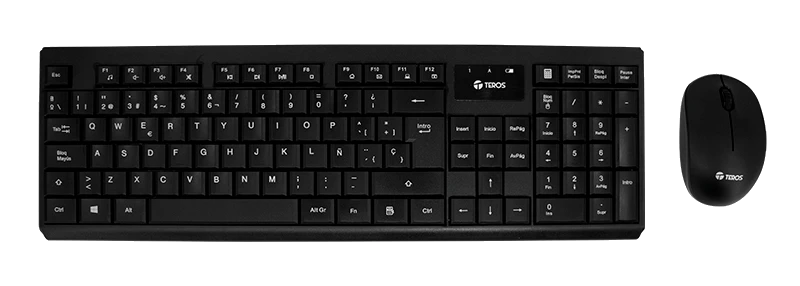 Kit Teclado Y Mouse Teros Te-4071s, Inalámbrico, 2.4 Ghz, Acabado Elegante, Negro, Español
