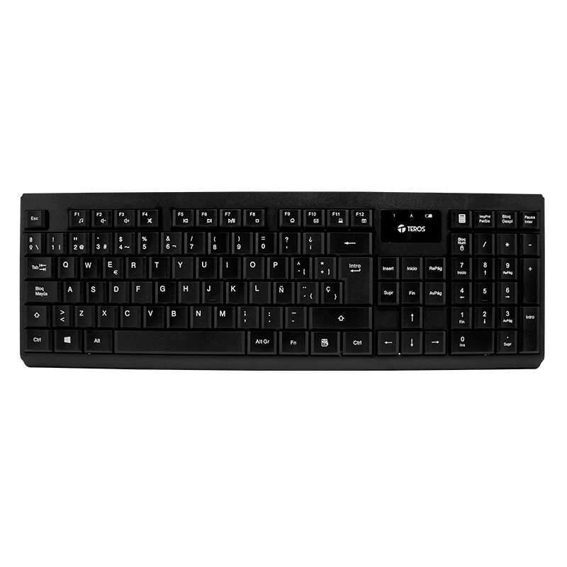 Kit teclado y mouse TEROS TE-4071S, inalámbrico, 2.4 GHz, acabado elegante, negro, español