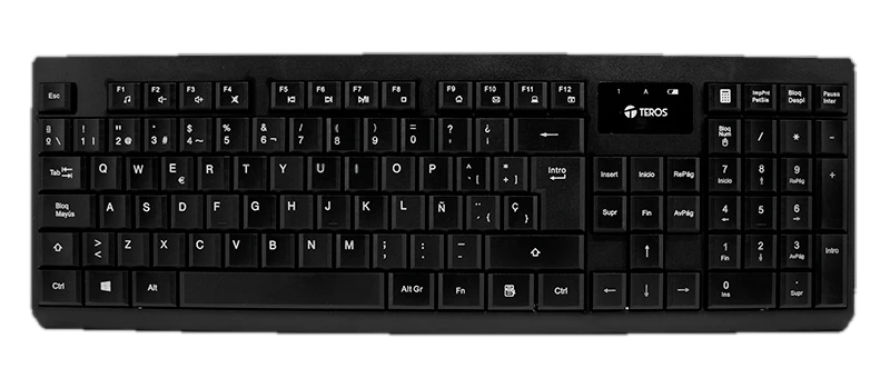 Kit teclado y mouse TEROS TE-4071S, inalámbrico, 2.4 GHz, acabado elegante, negro, español
