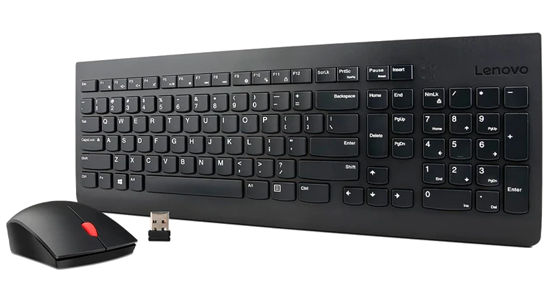 Teclado + Mouse Lenovo, Inalámbrico, Color Negro, (kit Combo)