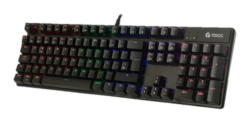 Teclado Mecánico Te-4068g, Retroiluminación Rainbow, Usb 2.0, Español, Color Negro — vista 2