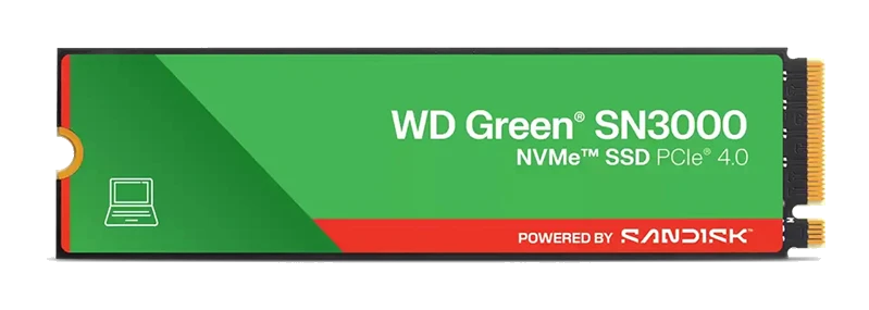 Unidad En Estado Solido Wd Green Sn3000 Nvme 500gb M.2 2280, Pcie Gen 4.0 X4, Nvme