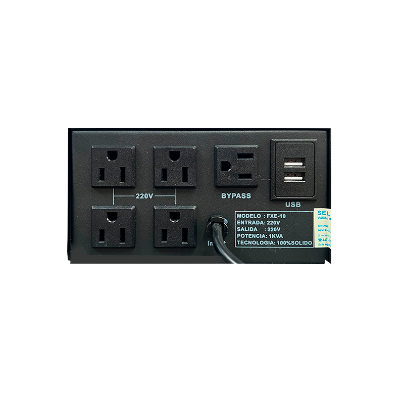 Estabilizador Elise - Fase Fxe-10, Sólido, 1.0kva, 4 Tomas A 220vac, 1 Toma By-pass. — vista 2