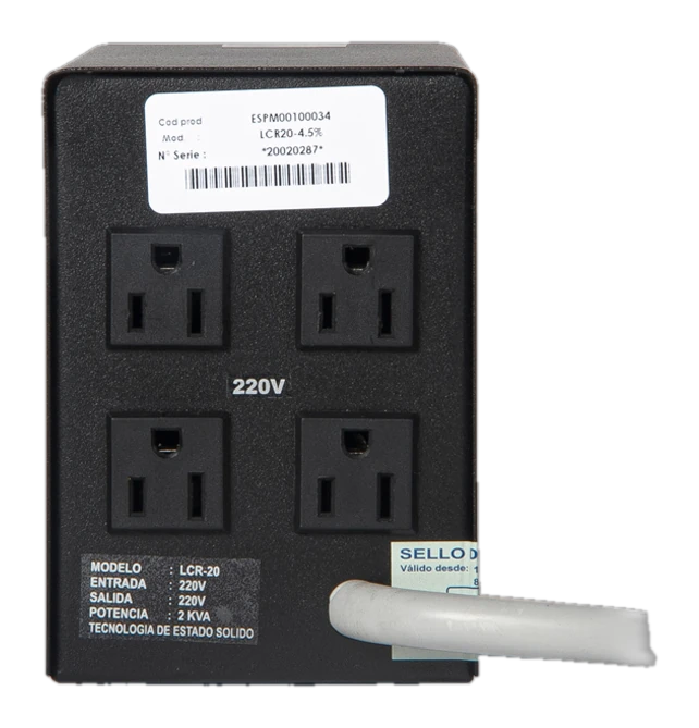Estabilizador Monofasico Elise Ieda Poder Safe, Lcr20-4.5%, Solido, 2kva, 220vac, 4 Tomas — vista 2