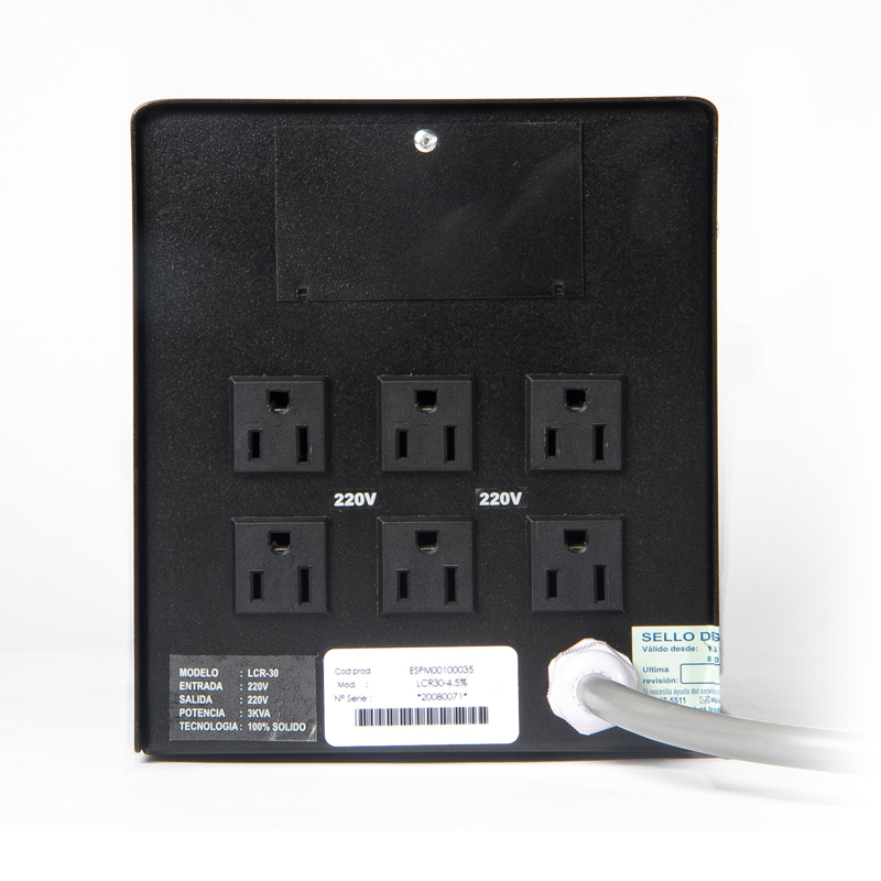 Estabilizador Monofasico Elise Ieda Poder Safe, Lcr30-4.5%, Solido, 3kva, 220vac, 6 Tomas — vista 2