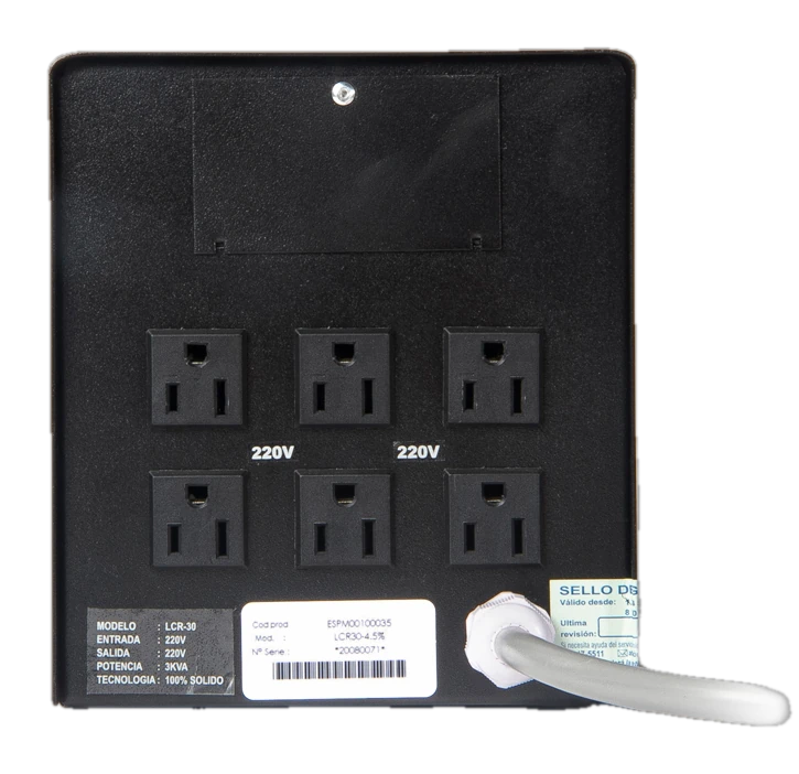Estabilizador Monofasico Elise Ieda Poder Safe, Lcr30-4.5%, Solido, 3kva, 220vac, 6 Tomas — vista 2