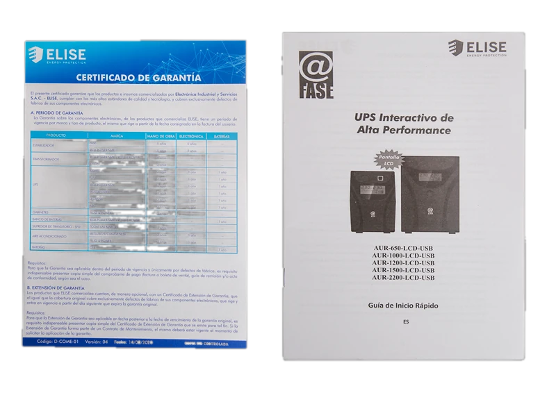 UPS Interactivo Elise Fase, AUR-1500-LCD-USB, 1500 VA / 900 W, Puerto inteligente USB-HID.